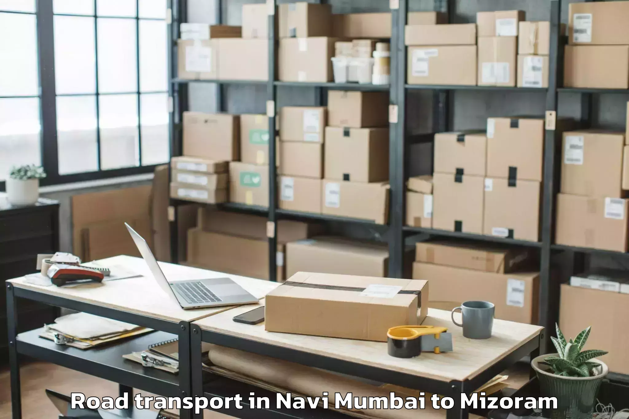 Expert Navi Mumbai to Hnahthial Road Transport